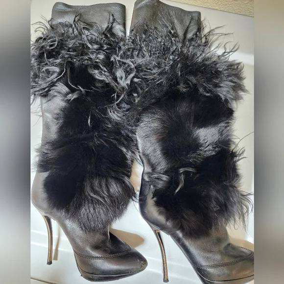 Vero Cuoio Women's Genuine Leather and Fur Knee High Boots, size 38 IT, 8 US - Picture 11 of 12